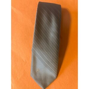 Bronzini Necktie Mens One Size Grey Excellent Unicorn Logo Striped Silk Blend